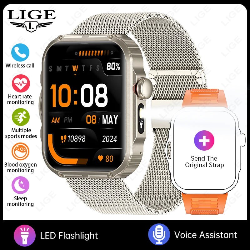 Outdoor Sports Smart Watch For Android IOS Men Watches Waterproof Fitness Track Health Monitor Smartwatch With LED Lighting - Checkouts USA