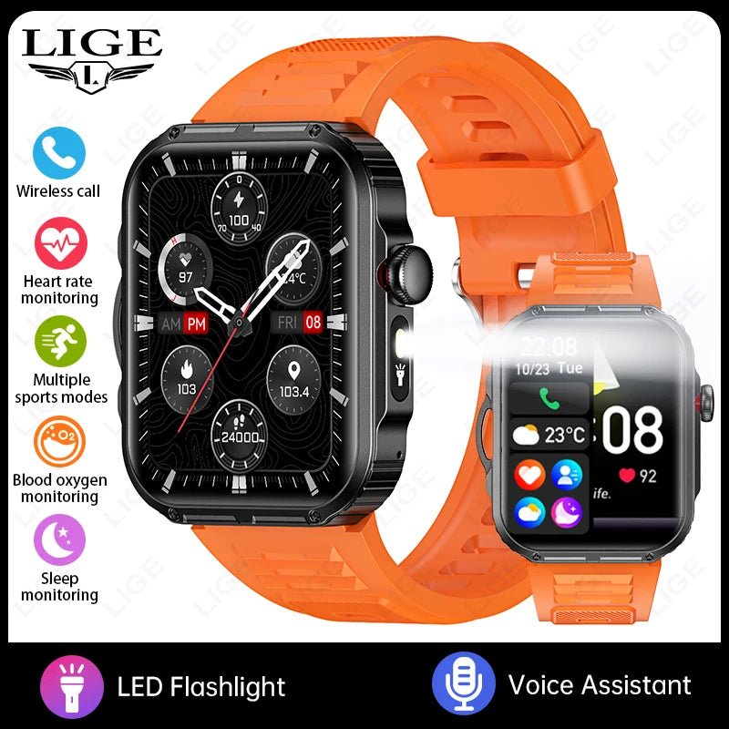 Outdoor Sports Smart Watch For Android IOS Men Watches Waterproof Fitness Track Health Monitor Smartwatch With LED Lighting - Checkouts USA