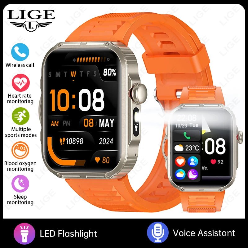 Outdoor Sports Smart Watch For Android IOS Men Watches Waterproof Fitness Track Health Monitor Smartwatch With LED Lighting - Checkouts USA