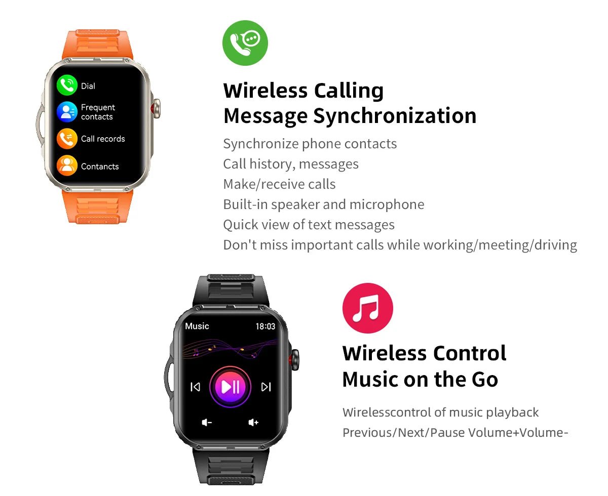 Outdoor Sports Smart Watch For Android IOS Men Watches Waterproof Fitness Track Health Monitor Smartwatch With LED Lighting - Checkouts USA