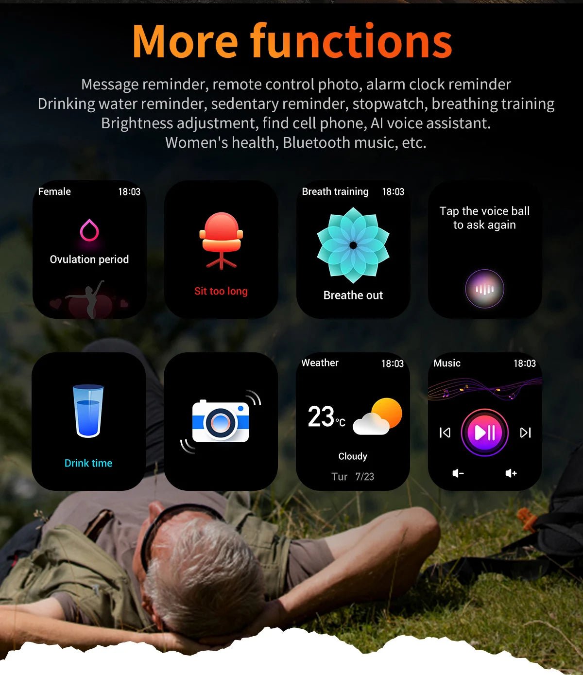 Outdoor Sports Smart Watch For Android IOS Men Watches Waterproof Fitness Track Health Monitor Smartwatch With LED Lighting - Checkouts USA