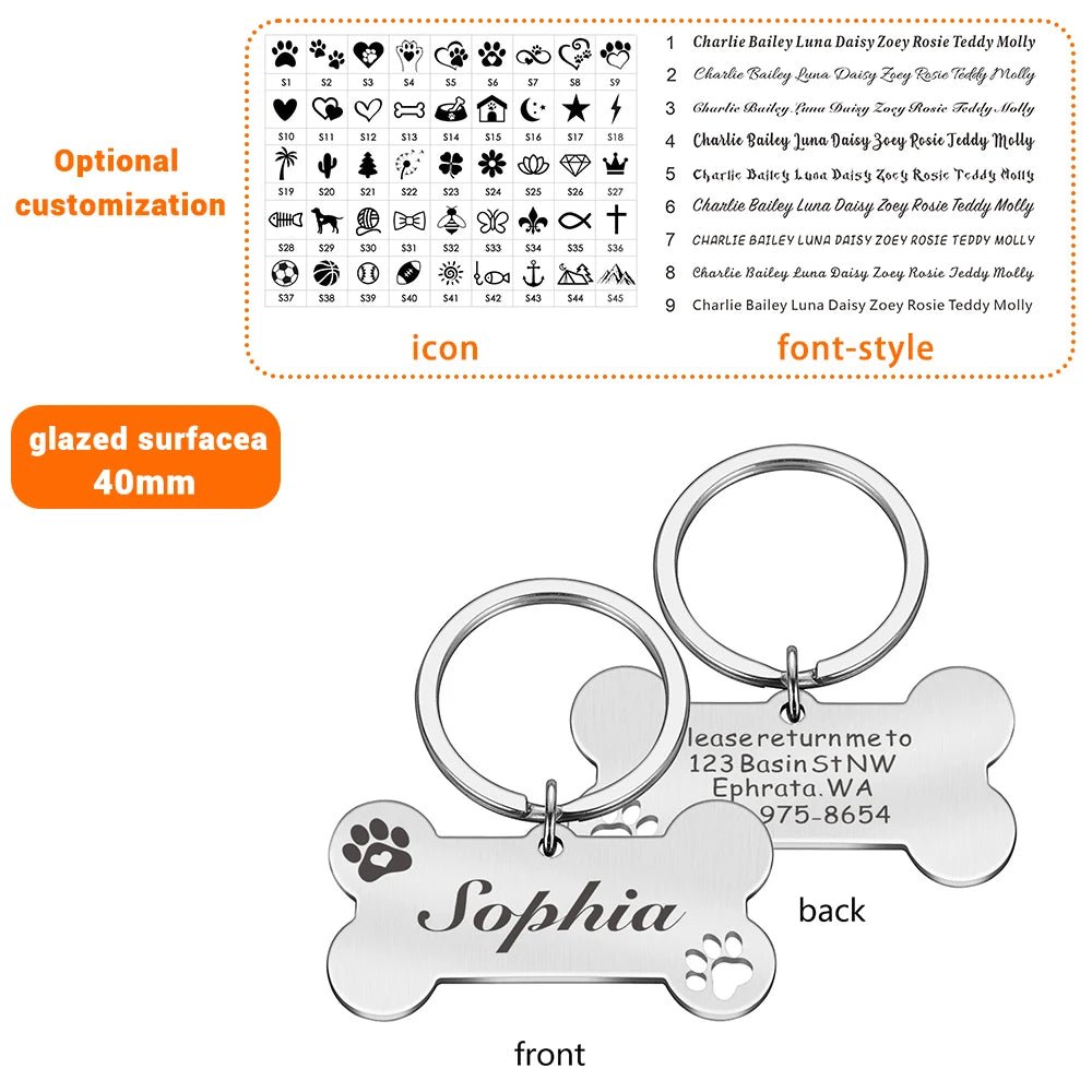 Personalized Pet Dog Tag Shiny Steel Free Engraving Kitten Puppy Anti - lost Collars Nameplate for Dog Address Tag Pet Accessoires - Furbury