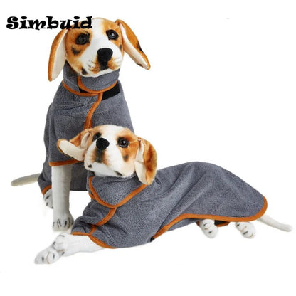 Pet Bathrobe Adjustable Absorbent Towel for Large Medium Small Dog Super Fast Drying Moisture Bath Robe - Checkouts UK