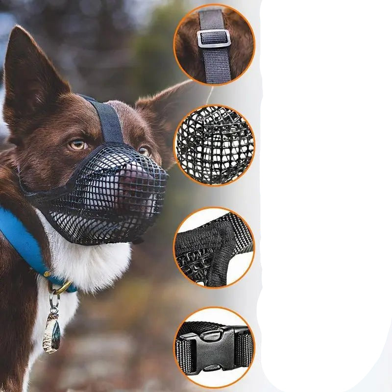Pet Dog Muzzles Adjustable Breathable Dog Mouth Cover Anti Bark Bite Mesh Dogs Mouth Muzzle Mask For Dogs Long Mouth Doggy Use - Checkouts UK