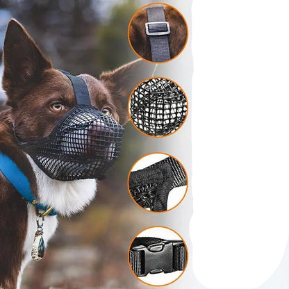 Pet Dog Muzzles Adjustable Breathable Dog Mouth Cover Anti Bark Bite Mesh Dogs Mouth Muzzle Mask For Dogs Long Mouth Doggy Use - Checkouts UK