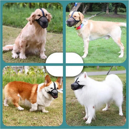 Pet Dog Muzzles Adjustable Breathable Dog Mouth Cover Anti Bark Bite Mesh Dogs Mouth Muzzle Mask For Dogs Long Mouth Doggy Use - Checkouts UK