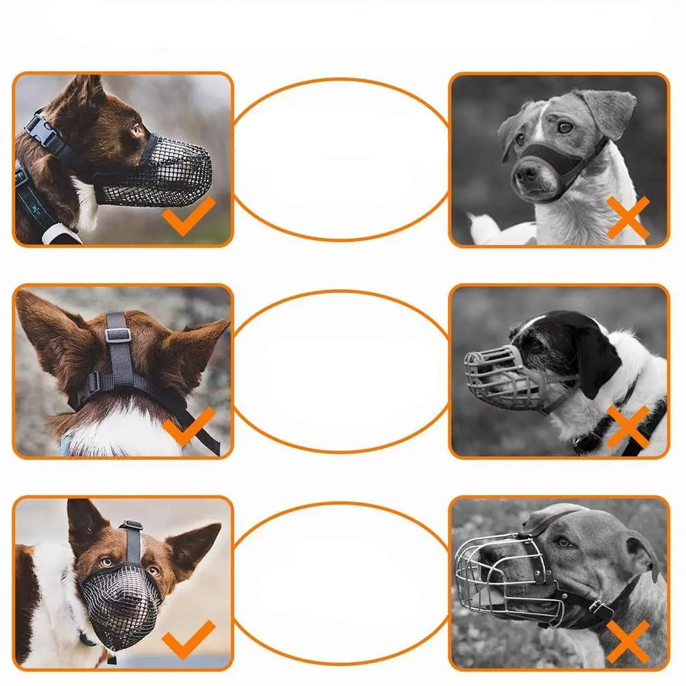 Pet Dog Muzzles Adjustable Breathable Dog Mouth Cover Anti Bark Bite Mesh Dogs Mouth Muzzle Mask For Dogs Long Mouth Doggy Use - Checkouts UK