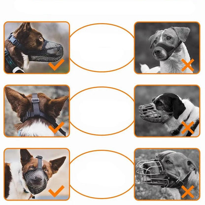 Pet Dog Muzzles Adjustable Breathable Dog Mouth Cover Anti Bark Bite Mesh Dogs Mouth Muzzle Mask For Dogs Long Mouth Doggy Use - Checkouts UK