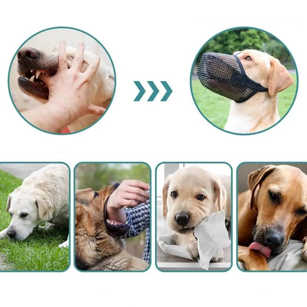 Pet Dog Muzzles Adjustable Breathable Dog Mouth Cover Anti Bark Bite Mesh Dogs Mouth Muzzle Mask For Dogs Long Mouth Doggy Use - Checkouts UK