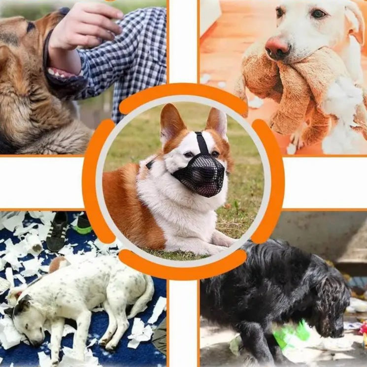 Pet Dog Muzzles Adjustable Breathable Dog Mouth Cover Anti Bark Bite Mesh Dogs Mouth Muzzle Mask For Dogs Long Mouth Doggy Use - Checkouts UK