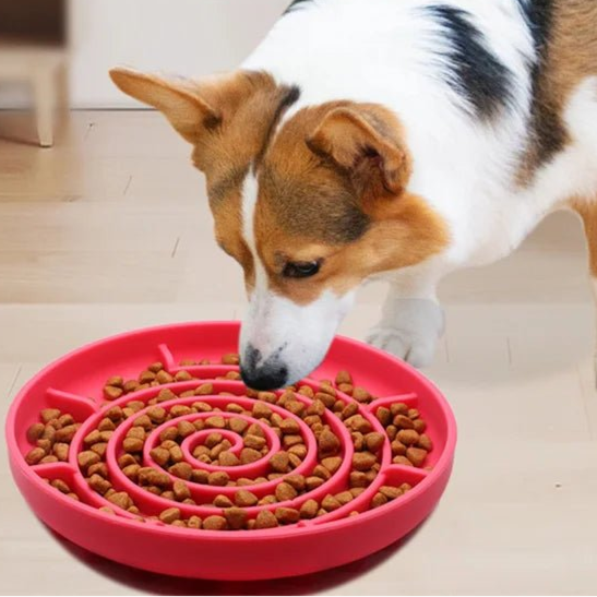Pet supplies Slow Food Bowl Cat Anti - Knockover Anti - Slip Food Bowl Puppy Anti - choking Silicone Toy Food Plate - Furbury