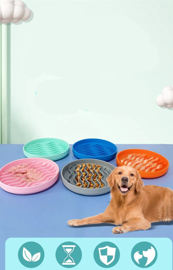 Pet supplies Slow Food Bowl Cat Anti - Knockover Anti - Slip Food Bowl Puppy Anti - choking Silicone Toy Food Plate - Furbury