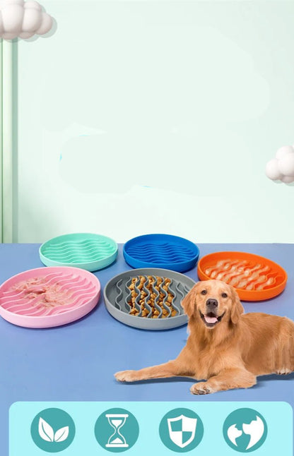 Pet supplies Slow Food Bowl Cat Anti - Knockover Anti - Slip Food Bowl Puppy Anti - choking Silicone Toy Food Plate - Furbury