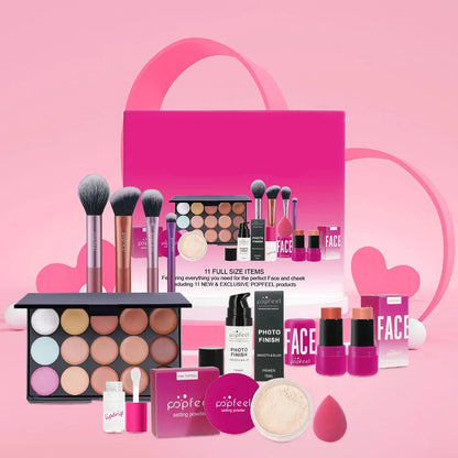 POPFEEL All In One Makeup Kit Eyeshadow Powder Lipgloss Lipoil,Valentine's Day Gift for Girls Women - Checkouts UK