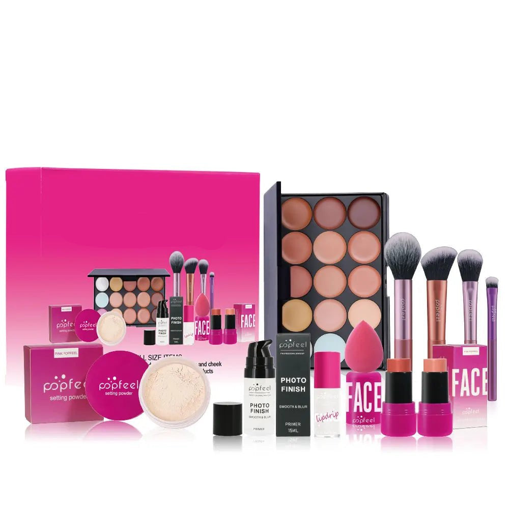 POPFEEL All In One Makeup Kit Eyeshadow Powder Lipgloss Lipoil,Valentine's Day Gift for Girls Women - Checkouts UK
