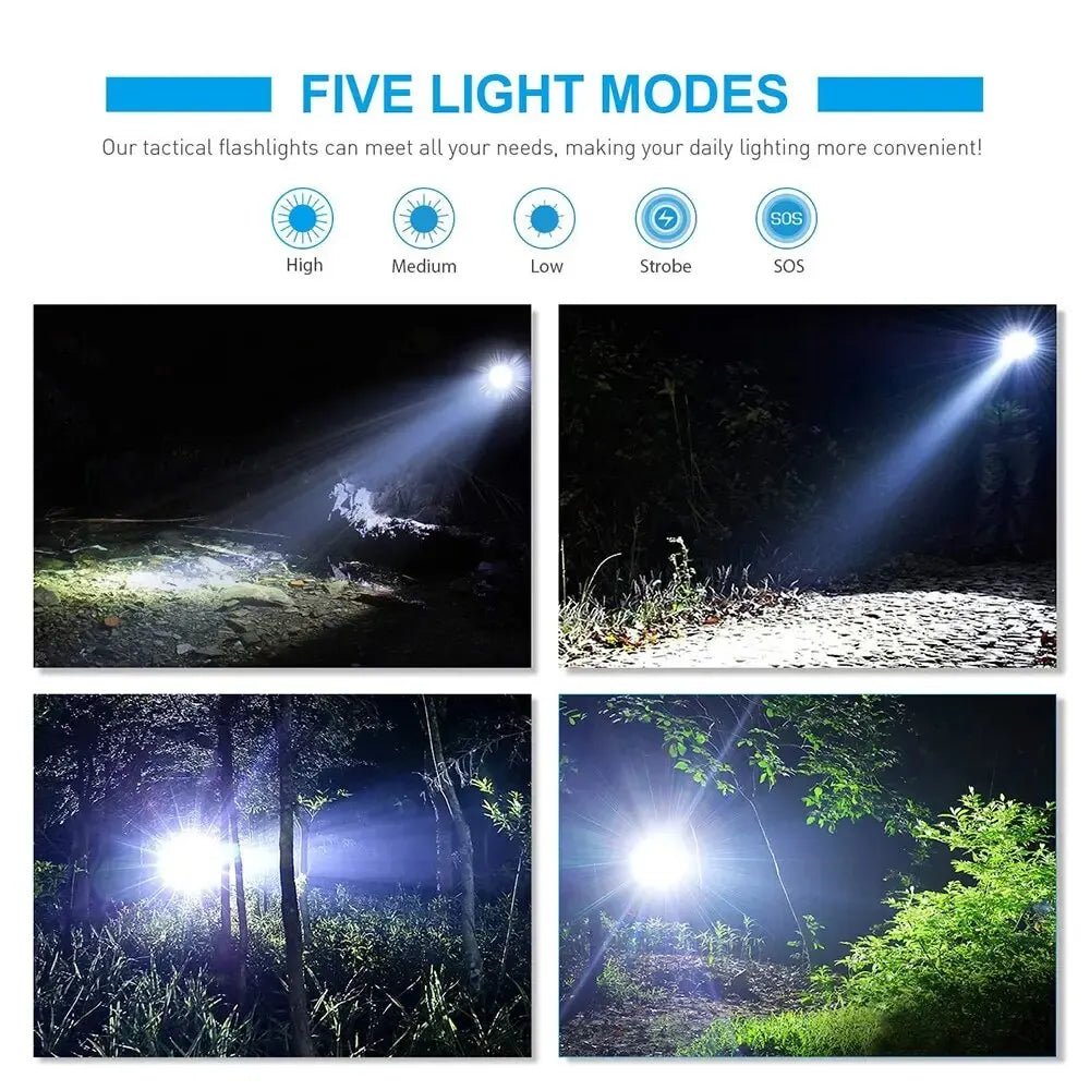 Portable Battery Powered Zoom LED Flashlight Mini Flash Light Torch Lantern 3 Lighting Modes Camping Lamp - Checkouts UK
