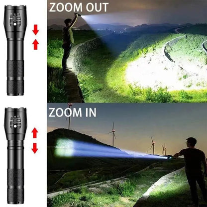 Portable Battery Powered Zoom LED Flashlight Mini Flash Light Torch Lantern 3 Lighting Modes Camping Lamp - Checkouts UK