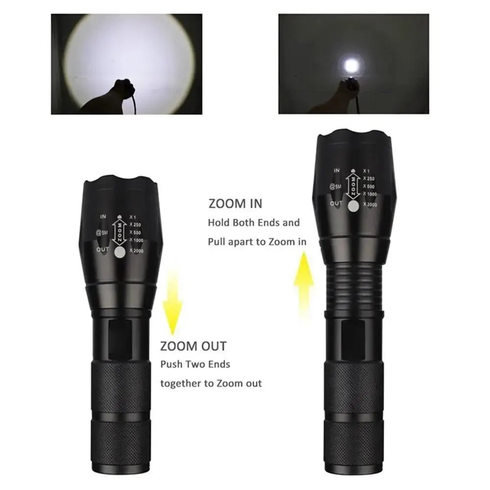 Portable Battery Powered Zoom LED Flashlight Mini Flash Light Torch Lantern 3 Lighting Modes Camping Lamp - Checkouts UK
