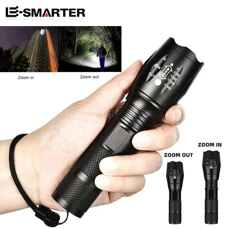 Portable Battery Powered Zoom LED Flashlight Mini Flash Light Torch Lantern 3 Lighting Modes Camping Lamp - Checkouts UK