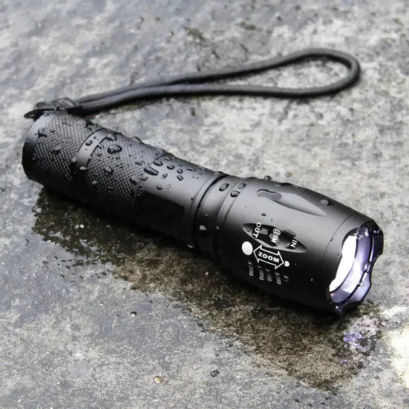 Portable Battery Powered Zoom LED Flashlight Mini Flash Light Torch Lantern 3 Lighting Modes Camping Lamp - Checkouts UK