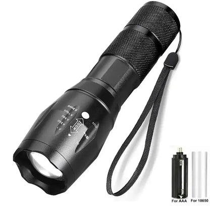 Portable Battery Powered Zoom LED Flashlight Mini Flash Light Torch Lantern 3 Lighting Modes Camping Lamp - Checkouts UK