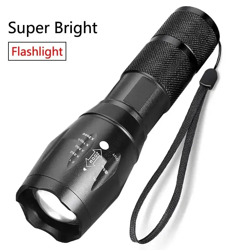 Portable Battery Powered Zoom LED Flashlight Mini Flash Light Torch Lantern 3 Lighting Modes Camping Lamp - Checkouts UK