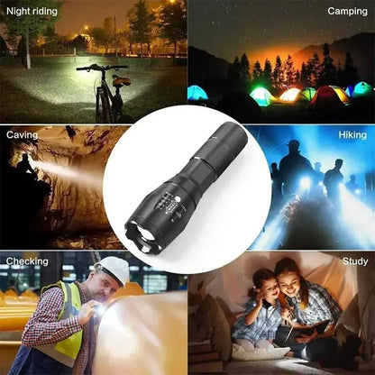 Portable Battery Powered Zoom LED Flashlight Mini Flash Light Torch Lantern 3 Lighting Modes Camping Lamp - Checkouts UK