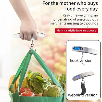 Portable Scale Digital LCD Display 110lb/50kg Electronic Luggage Hanging Suitcase Travel Weighs Baggage Fishing Scale with Hook - Checkouts UK