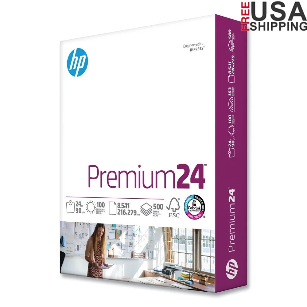 Premium Printer Paper 24lb 8.5x11 White 500 Sheets Unruled Eco - Friendly Colorlok Technology Super Smooth Finish Inkjet Laser - Checkouts USA