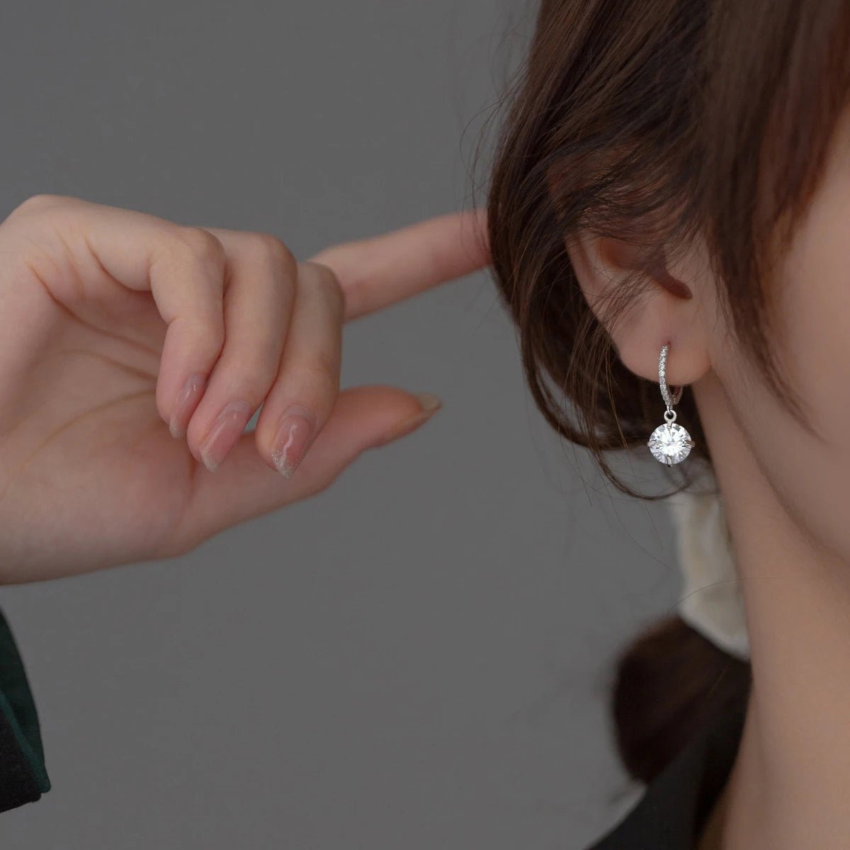 Pure 925 Sterling Silver Luxury Shiny Clear Cubic Zirconia Hoop Earrings For Women Wedding Engagement Statement Jewelry - Checkouts USA