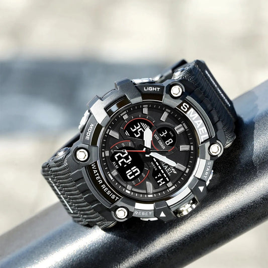 Quartz Sport Watch Clock AlarmDual Display LED Electronic 50M Waterproof 8079 Watches For Men - Checkouts USA