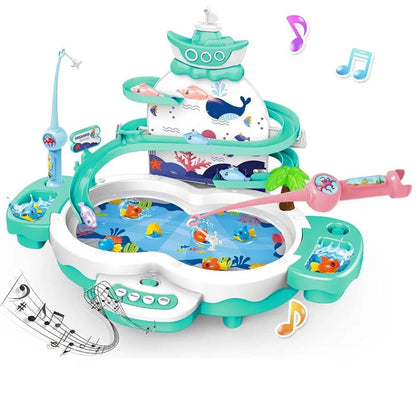 Rechargeable Magnetic Fishing Game Table with Music Rotating Disc Parent - Child Interactive Learning Toys for Toddlers Gifts - Checkouts USA