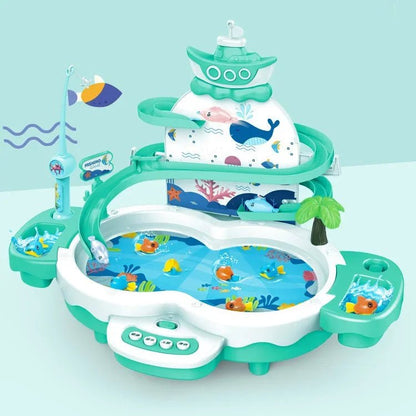 Rechargeable Magnetic Fishing Game Table with Music Rotating Disc Parent - Child Interactive Learning Toys for Toddlers Gifts - Checkouts USA