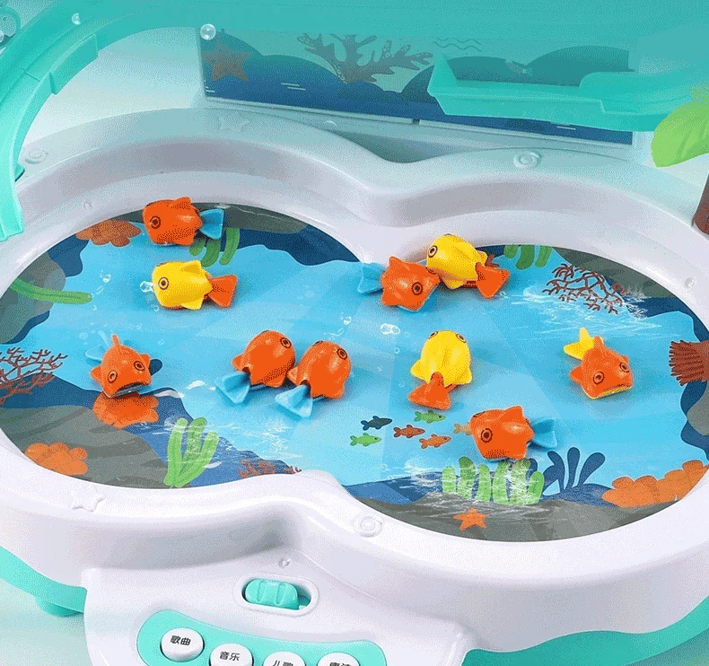 Rechargeable Magnetic Fishing Game Table with Music Rotating Disc Parent - Child Interactive Learning Toys for Toddlers Gifts - Checkouts USA