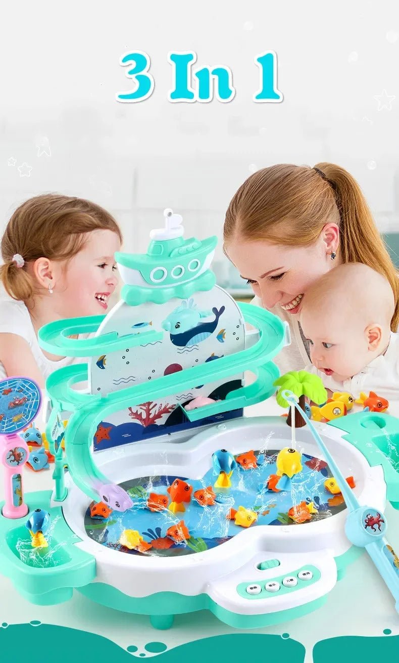 Rechargeable Magnetic Fishing Game Table with Music Rotating Disc Parent - Child Interactive Learning Toys for Toddlers Gifts - Checkouts USA