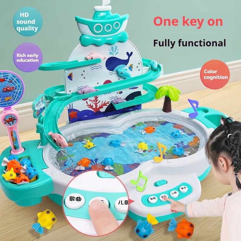 Rechargeable Magnetic Fishing Game Table with Music Rotating Disc Parent - Child Interactive Learning Toys for Toddlers Gifts - Checkouts USA