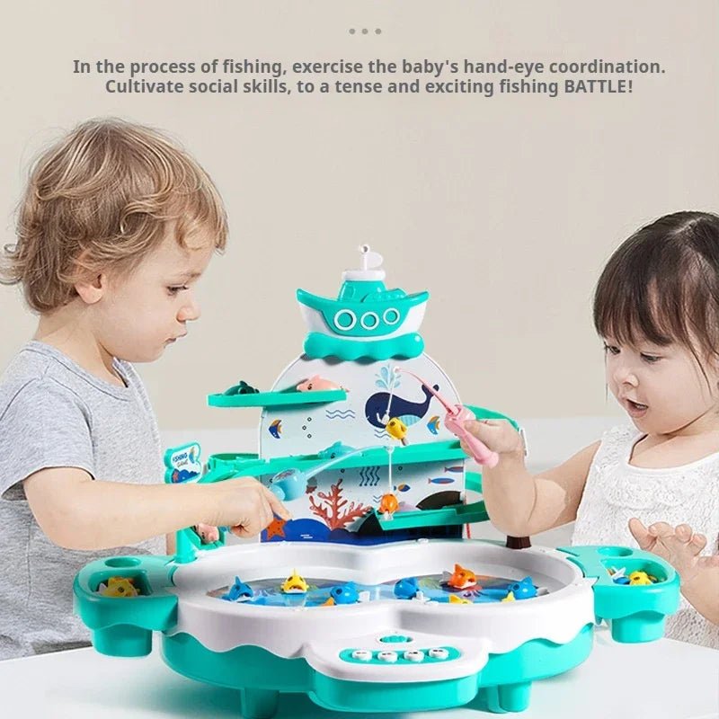 Rechargeable Magnetic Fishing Game Table with Music Rotating Disc Parent - Child Interactive Learning Toys for Toddlers Gifts - Checkouts USA