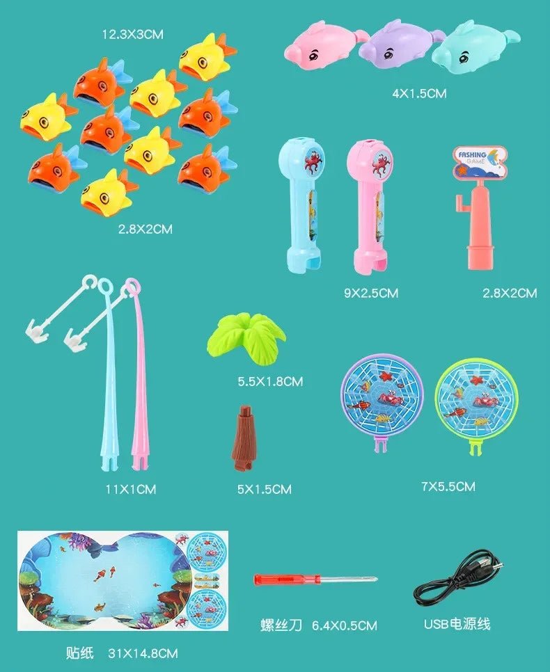 Rechargeable Magnetic Fishing Game Table with Music Rotating Disc Parent - Child Interactive Learning Toys for Toddlers Gifts - Checkouts USA