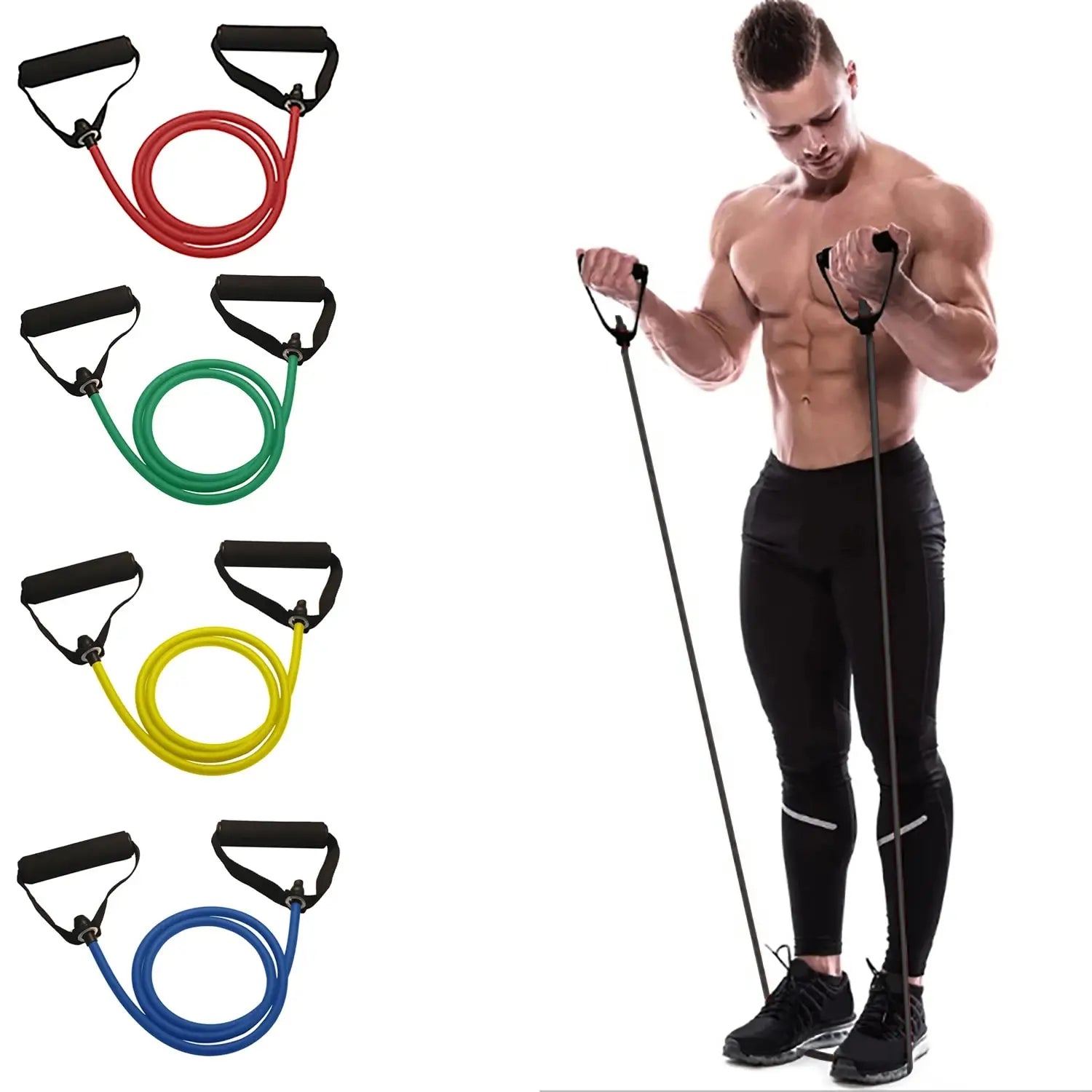 Resistance Bands With Handles, Exercise Bands, Workout Bands With Handles For Men Women, Strength Training Equipment At Home - Checkouts UK