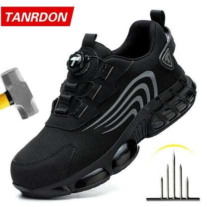 Rotary button new safety shoes for men, anti - impact and anti - piercing work shoes, fashionable men's sports shoes, and safety pro - Checkouts USA