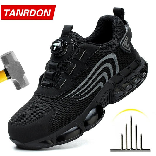 Rotary button new safety shoes for men, anti - impact and anti - piercing work shoes, fashionable men's sports shoes, and safety pro - Checkouts USA