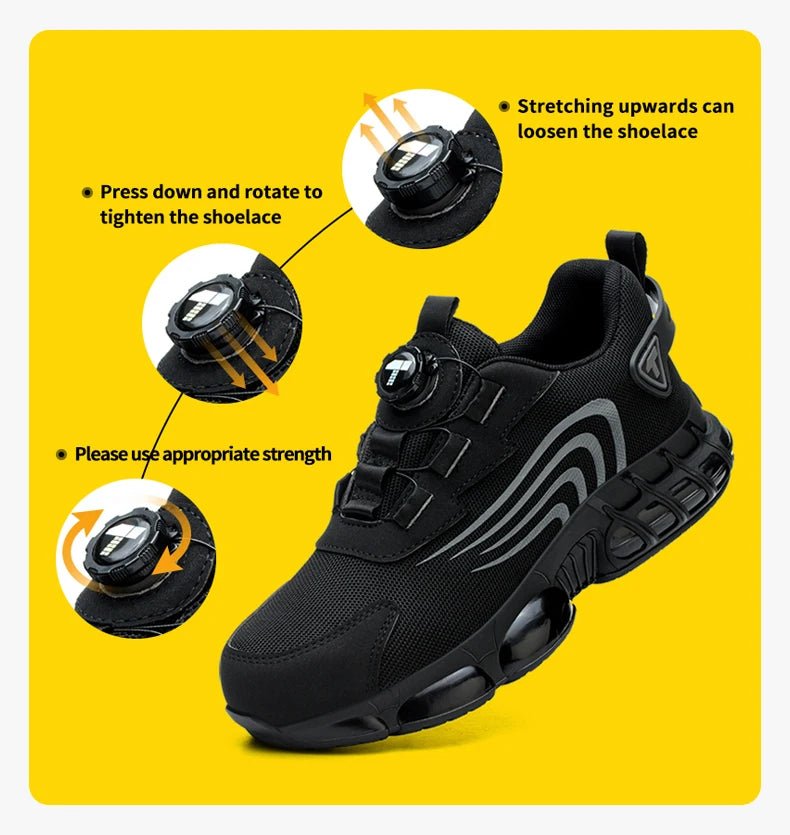 Rotary button new safety shoes for men, anti - impact and anti - piercing work shoes, fashionable men's sports shoes, and safety pro - Checkouts USA