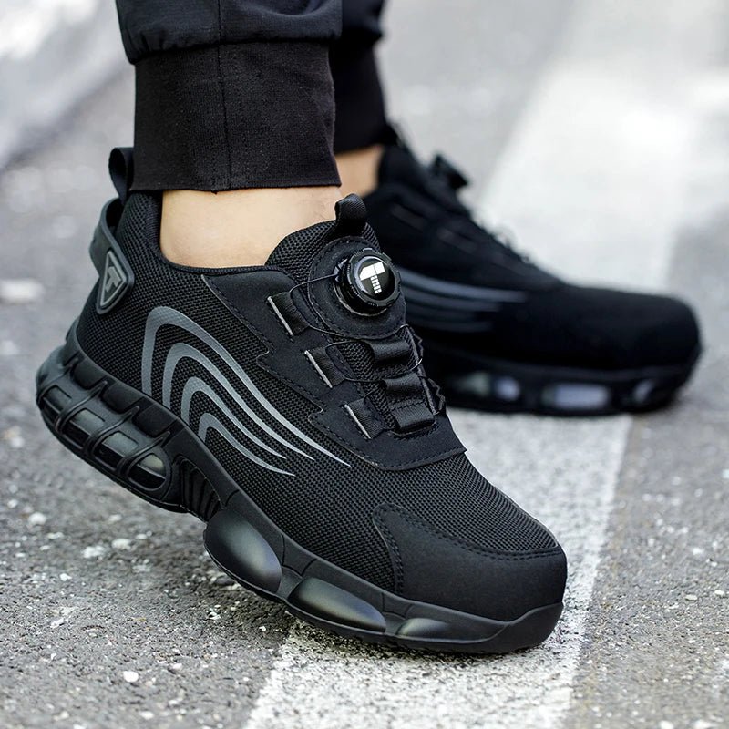Rotary button new safety shoes for men, anti - impact and anti - piercing work shoes, fashionable men's sports shoes, and safety pro - Checkouts USA