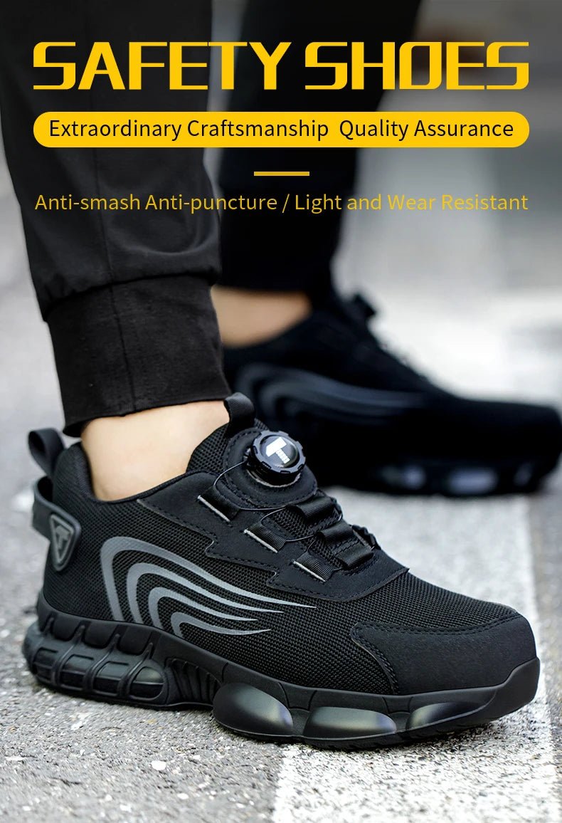 Rotary button new safety shoes for men, anti - impact and anti - piercing work shoes, fashionable men's sports shoes, and safety pro - Checkouts USA