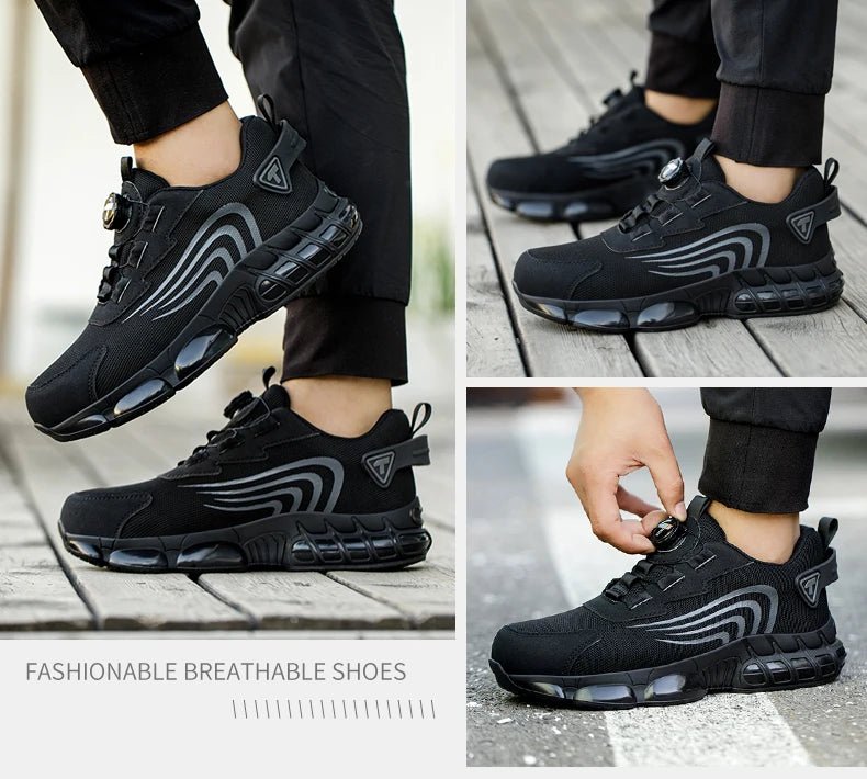 Rotary button new safety shoes for men, anti - impact and anti - piercing work shoes, fashionable men's sports shoes, and safety pro - Checkouts USA