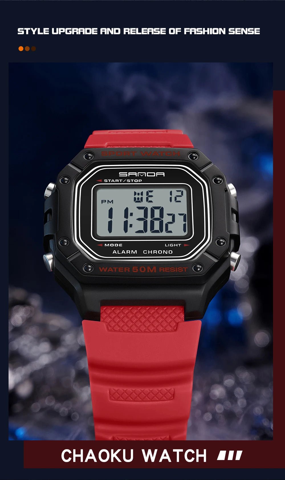 SANDA 2156 Fashion Mens Watch Military Water Resistant Sport Watches Army Big Dial Led Digital Wristwatches Stopwatches For Male - Checkouts USA