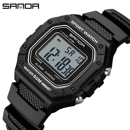 SANDA 2156 Fashion Mens Watch Military Water Resistant Sport Watches Army Big Dial Led Digital Wristwatches Stopwatches For Male - Checkouts USA