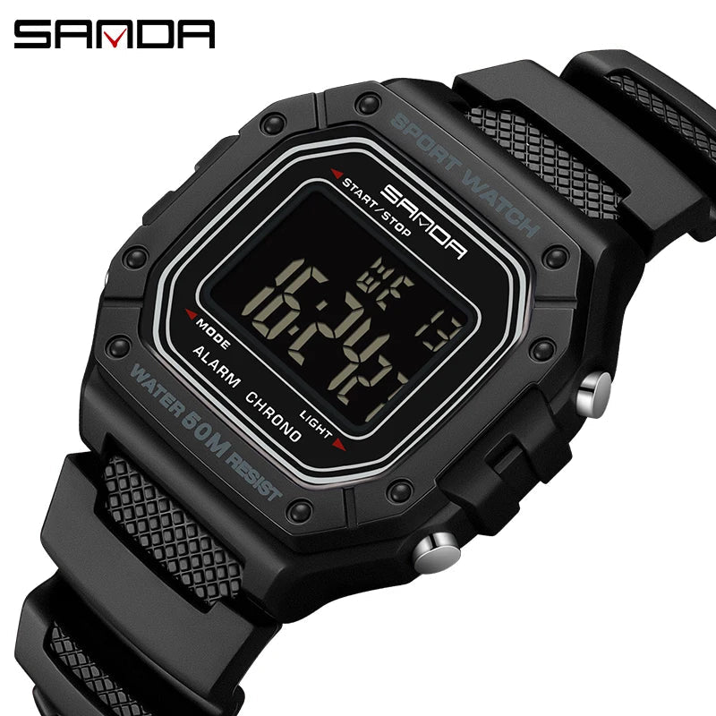SANDA 2156 Fashion Mens Watch Military Water Resistant Sport Watches Army Big Dial Led Digital Wristwatches Stopwatches For Male - Checkouts USA
