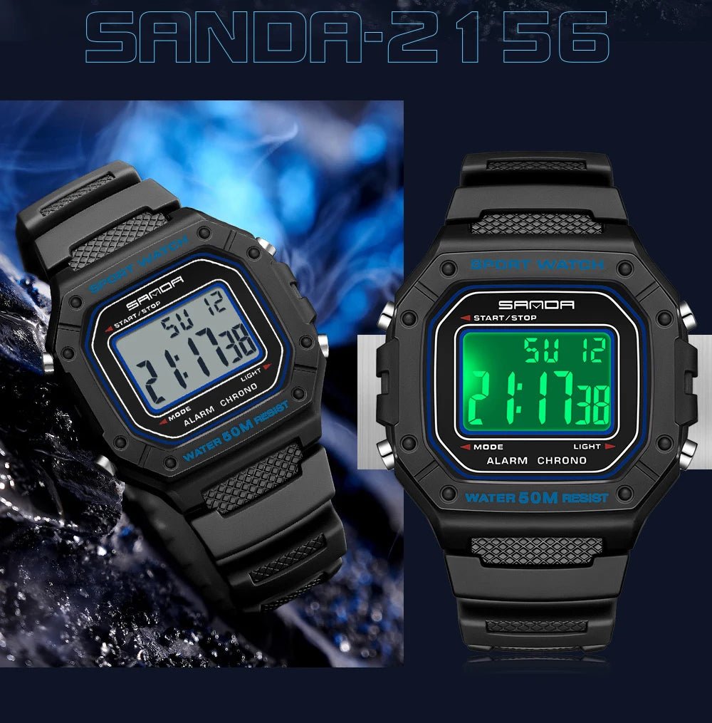 SANDA 2156 Fashion Mens Watch Military Water Resistant Sport Watches Army Big Dial Led Digital Wristwatches Stopwatches For Male - Checkouts USA