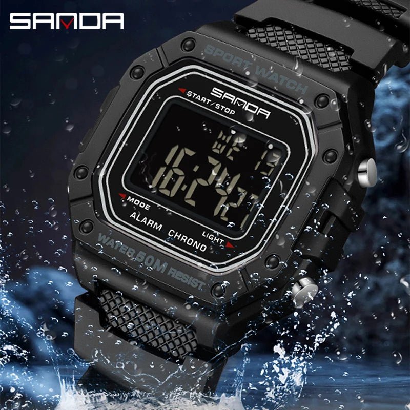 SANDA 2156 Fashion Mens Watch Military Water Resistant Sport Watches Army Big Dial Led Digital Wristwatches Stopwatches For Male - Checkouts USA